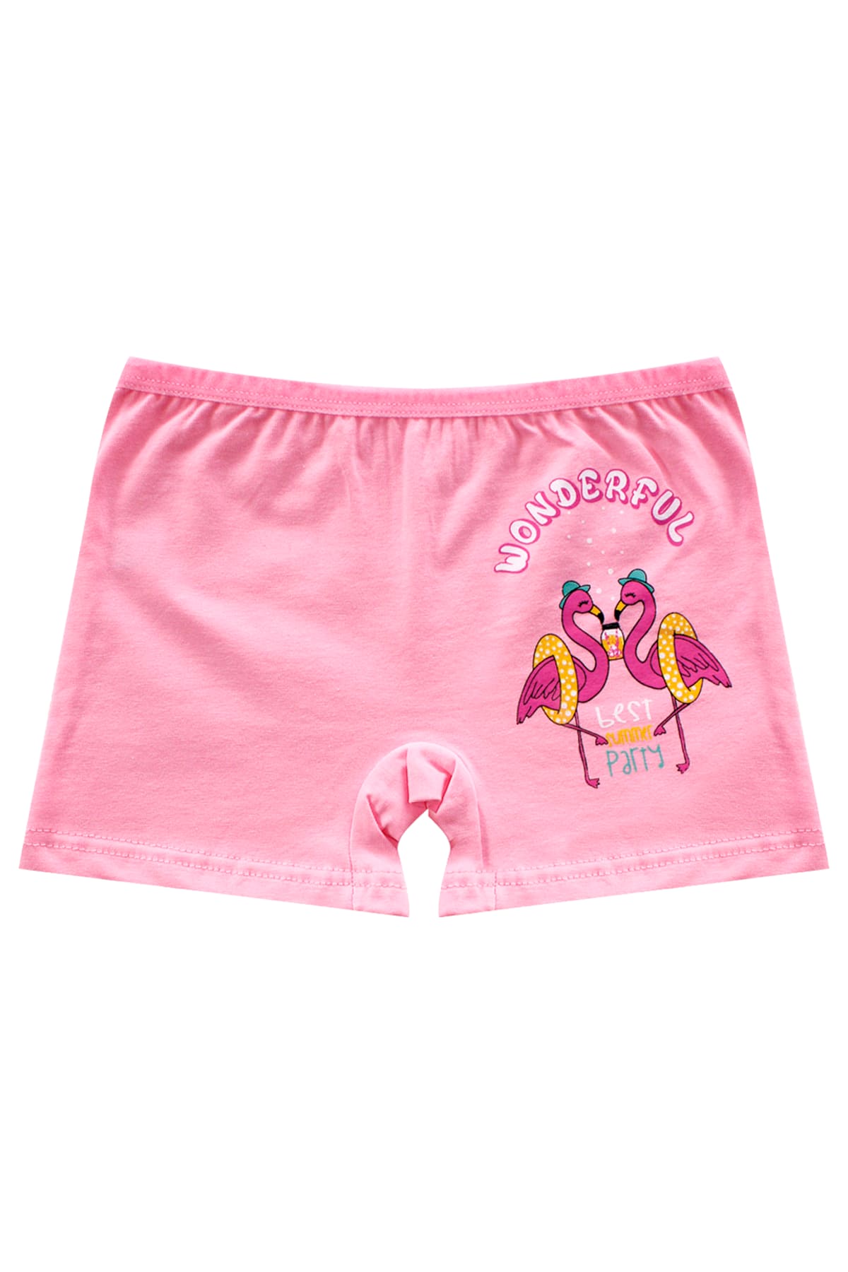 %100 Pamuk Renkli Boxer Kız Çocuk Külot Öts 8235 - Pembe